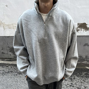 2025 nouveau gros demi-fermeture éclair respirant hommes thermique coton à manches longues sweats Logo personnalisé demi-fermeture éclair pull sweats - Product Image 6