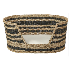 Secciones de rayas horizontales en negro oscuro, algas marinas tejidas a mano, casa para mascotas interior, accesorio de cama para mascotas, venta al por mayor de Vietnam - Product Image 3