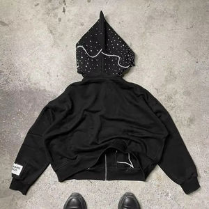 Pantalon et sweat à capuche évasé vintage en éponge française surdimensionné personnalisé ensemble 2 pièces survêtement délavé à l'acide survêtement hommes - Product Image 4