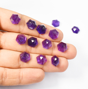 Natural Amethyst Hexagon Cut Rose Cut Faceted Gemstone 83.55 cts 19 Pieces Lot 10 mm - Product Image 6