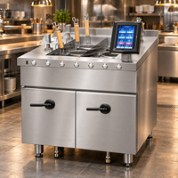 Cuiseur à pâtes électrique commercial 6/9 foyers à levage automatique avec écran LCD, en acier inoxydable, intelligent