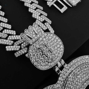 Pendentifs personnalisables en strass de cristal, bijoux fins, breloques personnalisées, plaqué argent, style hip-hop, certifiés IGI, pour hommes - Product Image 2