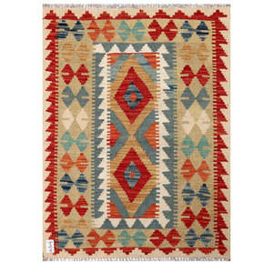 Alfombra Kilim de Maimana, Afganistán, 115 x 84 cm, Tapiz para Colgar en la Pared - Product Image 1