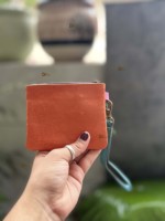 Portefeuille-pochette unisexe tendance en cuir recyclé style western, best-seller, avec porte-cartes et finition métallique