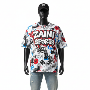 T-shirt ample pour homme en jersey de coton premium 240 GSM, couleur rose, panneau de manche, logo brodé personnalisé, chemises pour hommes - Product Image 1