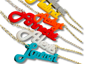 Collana personalizzata con nome personalizzato in acrilico retrò divertente <span class=keywords><strong>targhetta</strong></span> per bambini per regali fatti a mano la sua amica sorella - Product Image 4