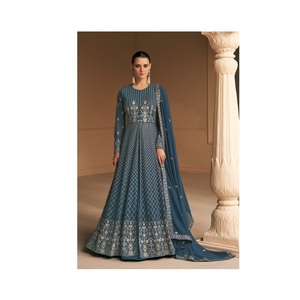 Las secuencias de bordado de desgaste tradicional indio funcionan con Choli Back Side Work Almora Salwar Kameez Suit - Product Image 1