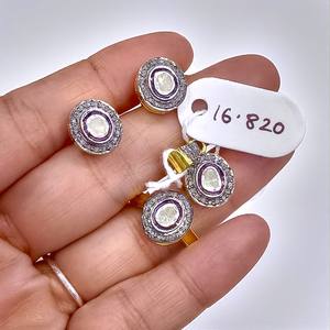 Ensemble de bijoux en argent sterling 925 plaqué or avec diamants Polki naturels - Product Image 2