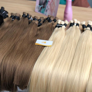 Meilleur prix pour les extensions de cheveux humains en vrac de couleur naturelle en provenance du Vietnam, vente en gros de cheveux vierges bruts, 100g, texture droite, style luxueux - Product Image 1
