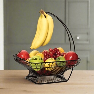 Grande corbeille à fruits artisanale en métal faite de fils de fer durables avec charme vintage et structure incurvée attrayante - Product Image 3