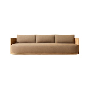 Canapé d'extérieur en teck massif résistant aux intempéries, ensemble de salon de jardin moderne et minimaliste pour projets de villas - Product Image 1