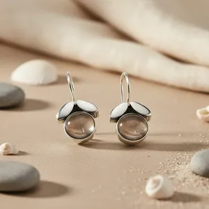 925 Silver Women's Gemstone Drop Earrings <b>Fashion</b> <b>Jewelry</b> with Moonstone Stone - Product Image 3