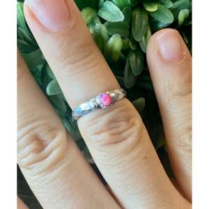 Navajo-Crafted Pink Opal & Rose Gold Plated Sterling <b>Silver</b> <b>Ring</b> Size 6.25 Oval Cut Bezel Set Inlay 18K Plating Gift - Product Image 2