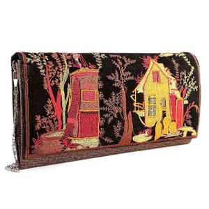 Bolso de mano bordado para mujer (9035) - Café - Product Image 1