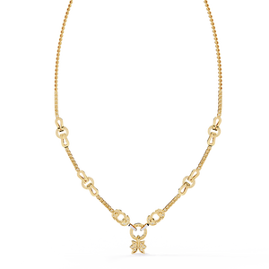 18K Gold Wedding <b>Necklace</b> with Lab Grown Round Diamond (Color <b>D</b>) for Women - Product Image 5