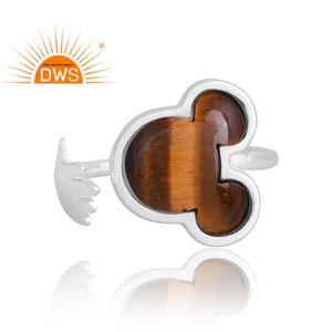 Anillo de piedras preciosas amarillas de ojo de tigre Natural de Plata de Ley 925, joyería personalizada para mujer, regalo para ella - Product Image 3