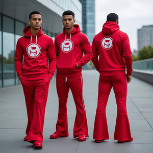 Venta al por mayor Fleece Hoodie & Flare Pants Chándal Set para hombres/oversize Hoodie and Baggy Pants Transpirable chándal - Product Image 4