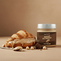Crème à tartiner au caramel et aux noisettes Mado Group Srl (pot en verre de 200 g) Snacks aux noix Texture semi-molle Goût sucré Certifié BRC/HACCP