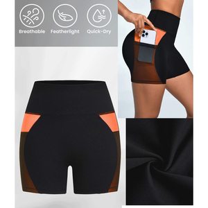 Shorts de yoga pour femmes, unis, ornés de strass, extensibles dans quatre directions, écologiques, en matériau respirant, avec logo personnalisé pour marque, vente en gros - Product Image 4