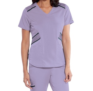 Top de salón de belleza con cuello en V para mujer, uniforme de Spa, Blusa de manga corta, bonito diseño, ropa de trabajo, colores sólidos, venta al por mayor - Product Image 1