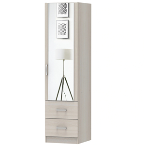Modern Design 1-Door 2-Drawer Bedroom Wardrobe Large Hanging Space Mirror Malaysia-Made <b>Wooden</b> Chipboard Apartment Hotel - Product Image 1