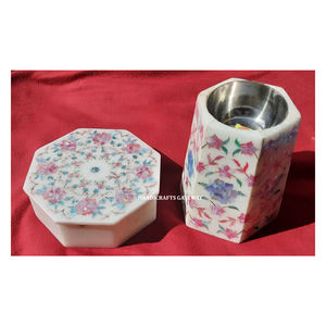 Atractivo aspecto nuevo hecho a mano mármol incrustaciones mezcla madre de perla flor diseño joyero y quemador Bakhoor decoraciones para el hogar - Product Image 1