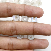 Cuentas de piedra en bruto de piedra lunar arcoíris Natural de 8-10mm, piedras preciosas en bruto perforadas al por mayor para la fabricación de joyas