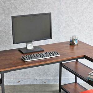 160x100cm L-Shaped <b>Corner</b> <b>Desk</b> with Bookshelf Rubber Wood and Iron Frame Assembly Required-CD68027 - Product Image 6