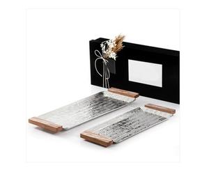 Plateau de service à dessert métallique fait à la main Argenterie de qualité supérieure Dates et collations Plateau de service avec poignées en bois élégantes - Product Image 5