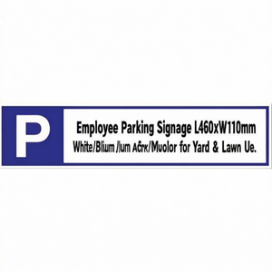 Señalización de Estacionamiento para Empleados, L460xW110mm, Aluminio, Color Blanco/Azul/Negro, para Uso en Patios y Jardines - Product Image 2