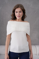 Blusa de punto con cuello sin hombros para mujer Textura transpirable de punto acanalado Elegante y cómoda Producción OEM de alta calidad