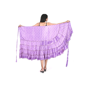 กระโปรงแมกซี่ชนเผ่าเป็นชั้นผ้าส่าหรีรีไซเคิลสีสันสดใสดีไซน์รอบเส้นใยวิสคอสน้ำหนักเบาสำหรับผู้หญิงสวมใส่ในฤดูร้อน - Product Image 6