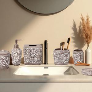 Ensemble de salle de bain de qualité supérieure Couverture en cuir bleu Acier inoxydable Argent poli Chrome plaqué Design de luxe Designer Lot de 5 - Product Image 2