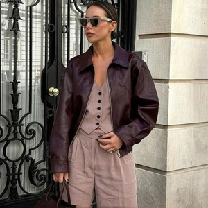 Chaqueta de Hombre Cómoda, Cortavientos, de Cuero Genuino, con Cuello Mao, Impermeable, Transpirable, Anti-UV, Estilo Urbano, de Poliéster - Product Image 4