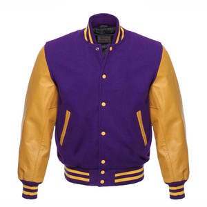 College Varsity Vestes Manches En Cuir Véritable Mélange De Laine Softshell Puffer Veste D'hiver Brodé Lettre Motif Enduit - Product Image 3