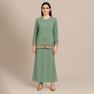 Conjunto moderno de Malasia tradicional Baju Kurung modesto musulmán Abaya poliéster transpirable de talla grande ocasión de fiesta de boda - Product Image 1