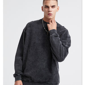 Pull personnalisé de haute qualité Dtf Dtg, impression de logo, lavage à l'acide, pull à col rond surdimensionné, pulls vintage en coton lavés à l'acide - Product Image 2