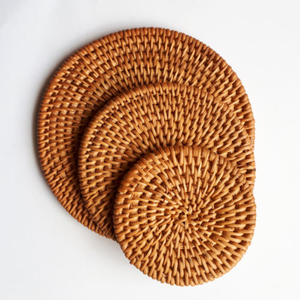 Plato de ratán hecho a mano de mimbre Natural de Vietnam respetuoso con el medio ambiente calidad duradera estilo floral decoración de vacaciones regalo hecho Vietnam - Product Image 1