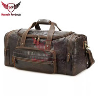 OEM haut de gamme personnalisé motif crocodile imprimé alligator véritable vêtement en cuir véritable nuit week-end sacs de voyage sac polochon