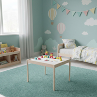 Table et chaises d'activités pour enfants en bois Montessori Rozitoys, bois massif, pliable, durable, sans BPA, ergonomique, 4 places, respectueux de l'environnement