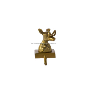 Gold Deer Stag With Goggles <b>Stocking</b> <b>Holder</b> Christmas Decoration Gift & Metal Crafts Cheap Price - Product Image 1