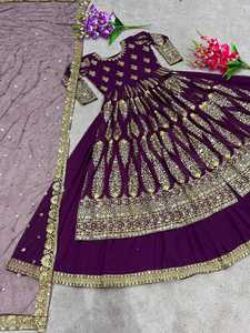 Váy Công Sở Thêu Lehenga Với Vải Lưới Dupatta Giả Vải Georgette VÁY DỰ TIỆC - Product Image 2