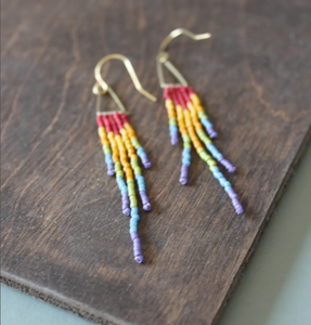 Pendientes de Flecos con Cuentas de Calidad Premium, Pendientes de Cuentas, Pendientes de Cuentas Pequeñas, Pendientes Colgantes con Borlas - Dorado - Largos - Product Image 1