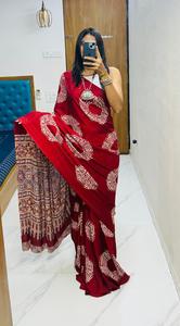 Attrayant Gaji Silk avec Ajrakh Print Saree Fabricant et fournisseur de Surat au prix de gros - Product Image 6