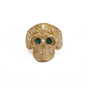 Onyx noir crâne plaqué or gravé bague Unique Style Boho réglable Onyx pierres précieuses bijoux en laiton délicat pierre de naissance anneaux - Product Image 5