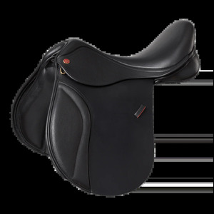 Selle d'équitation professionnelle en cuir tout usage, conçue pour le confort, la stabilité et les performances lors de la pratique du saut d'obstacles. - Product Image 1
