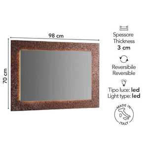 <b>Rectangular</b> LED <b>Mirror</b> with Bronze Fused Glass Grit Frame 98x70 Inches - Product Image 4
