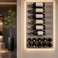 Porte-bouteille élégant chevilles murales en aluminium Design peu encombrant Casier à vin en aluminium Support mural moderne pour l'affichage de la barre à la maison