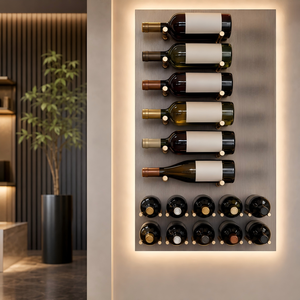 Porte-bouteille élégant chevilles murales en aluminium Design peu encombrant Casier à vin en aluminium Support mural moderne pour l'affichage de la barre à la maison - Product Image 2