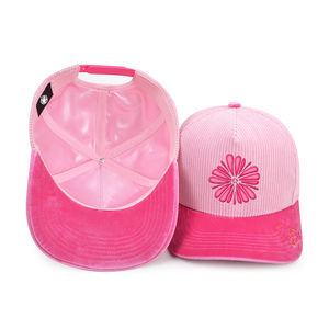 Gorra de béisbol de pana forrada de satén con borde curvo bordada en 3D de alta calidad personalizada de fábrica - Product Image 1